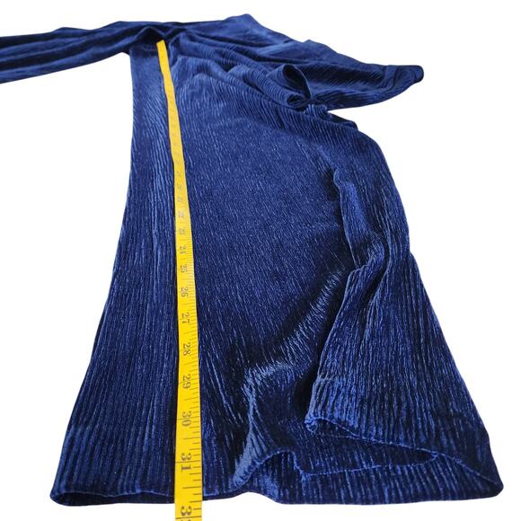 Eloquii Womens Velvet Crinkle Wide Leg Pants Plus Size 18 Blue High Rise Whimsy - Picture 11 of 12